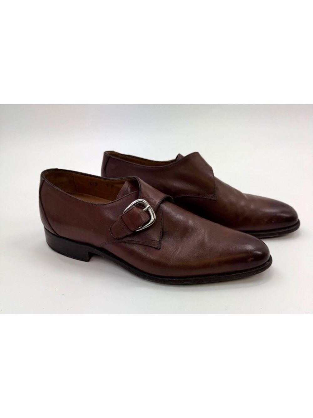Loding Mens Brown Leather Monk Strap Shoes Size UK 7 US 8 With Goodyear Welt